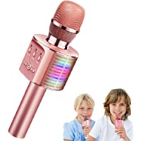 Los mejores  - Tecboss Micrófono Karaoke Bluetooth con LED Luz Colores-Microfono Inalámbrico Karaoke Portátil Bluetooth Altavoz para…